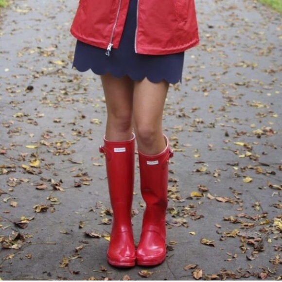 hunter military red rain boots